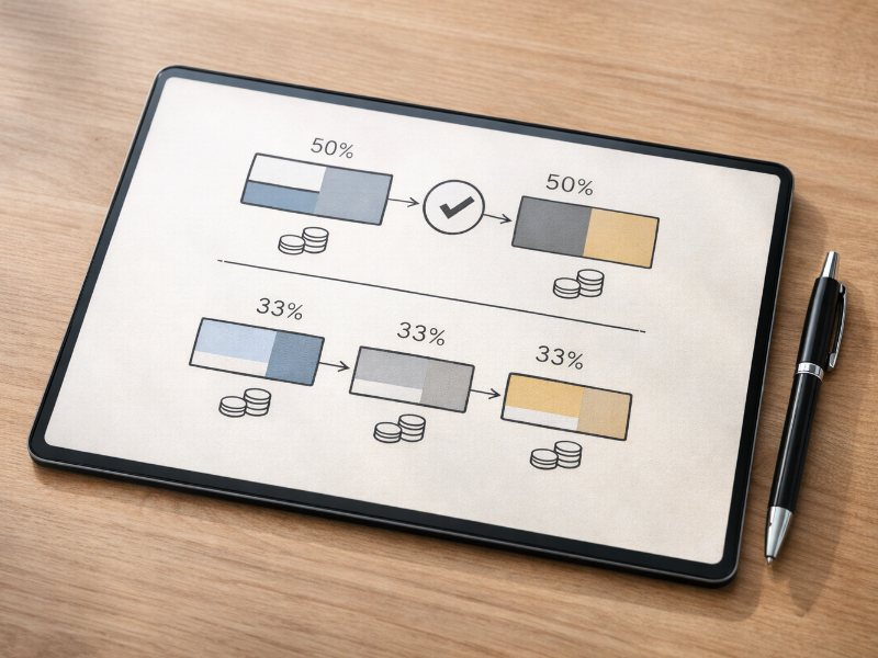Simple milestone payment schedule showing phased project billing and payment checkpoints